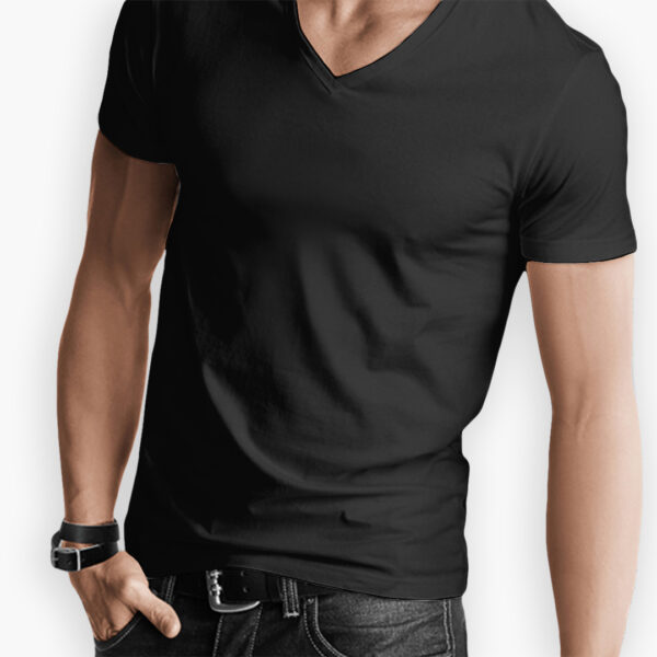 V-neck Men Black Tshirt