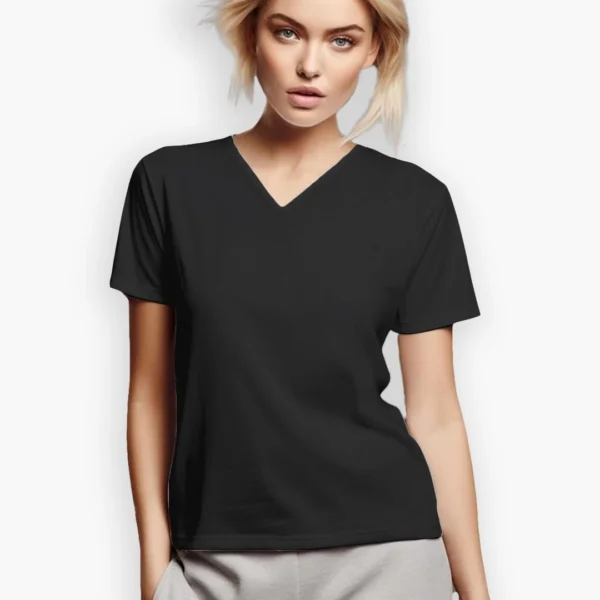 Vneck Women Black Tshirt