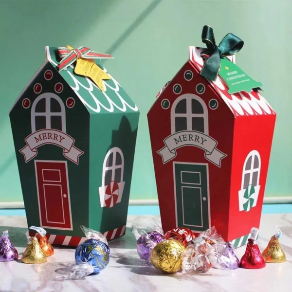 Foldable Christmas House Shape Set of 8