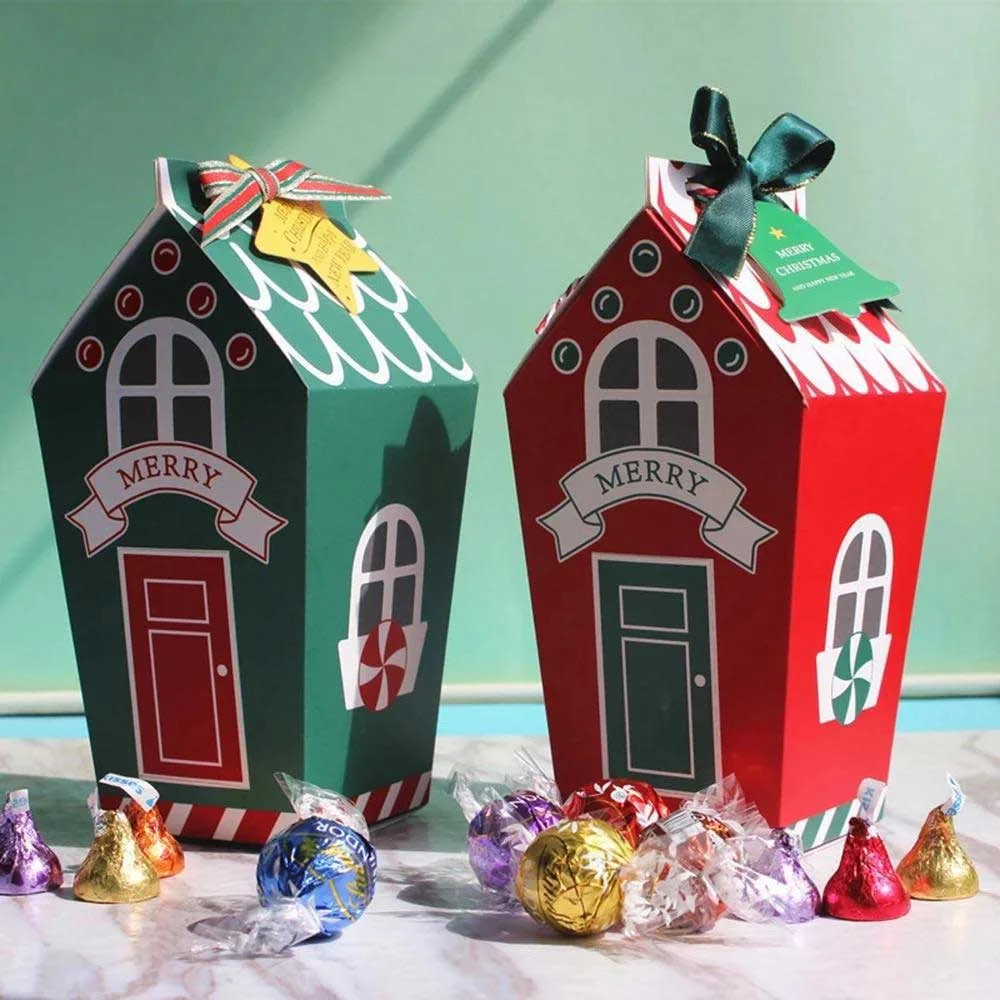 Foldable Christmas House Shape Set of 8