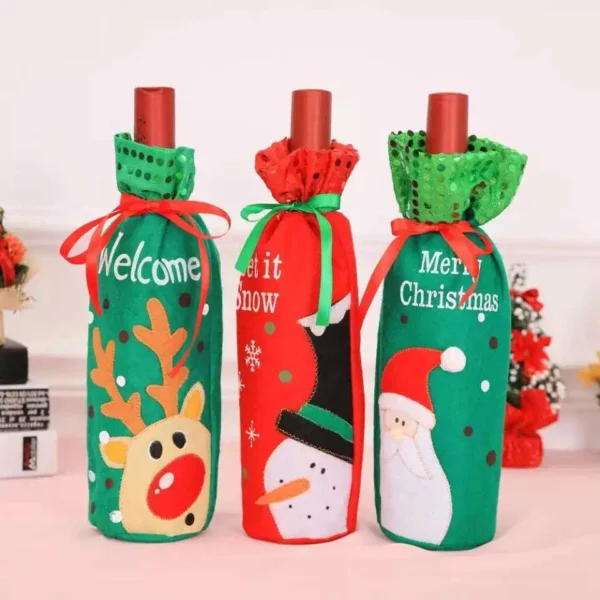 Christmas Wine Bottle Cover Set of 3