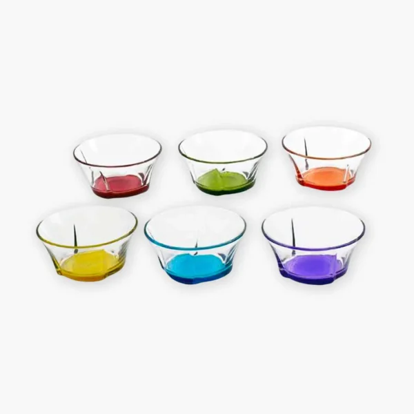 Set of 6 Colored Glass Bowls
