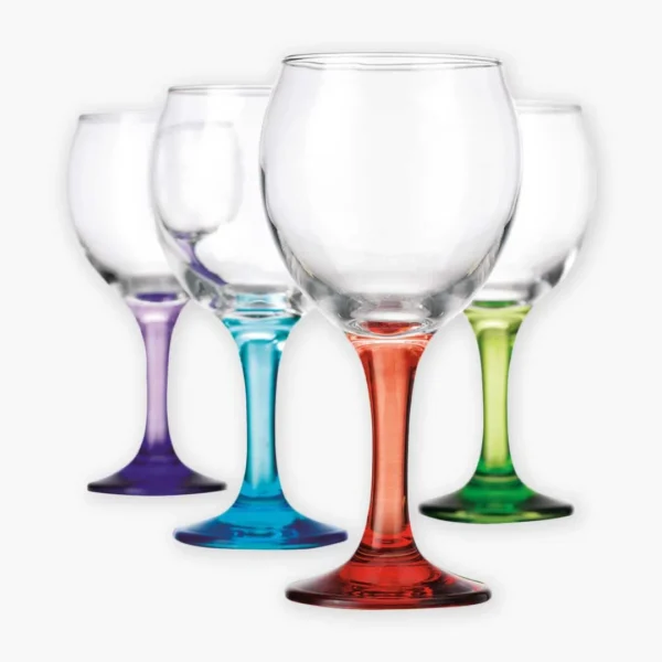 Colored Stem Wine Glasses Set of 4